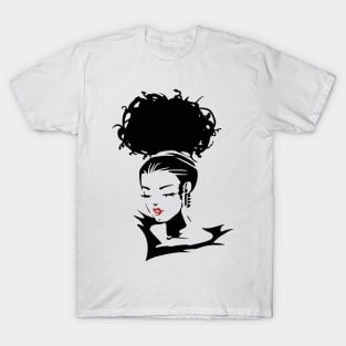 Stencil Afro Puff Portrait T-Shirt